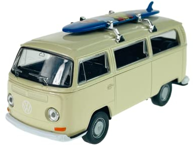 Welly Volkwagen T2 Beige Beige mit Surfbrett Bus Transporter 1967-1979 1/34-1/39 Modell Auto Die Cast Neu im Kasten