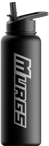 Murgs Stainless Steel Water Bottle with Straw Cap | Black 1100ml/40oz Water Bottle With Straw - Leak Proof Insulated Water Bottle | Waterbottle Water Bottle Insulated for Cold & Hot Water