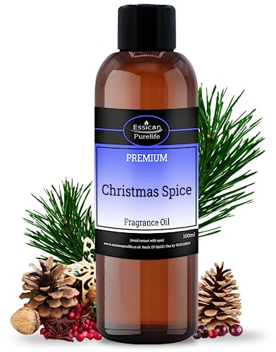 Christmas Spice Fragrance Oil 100ml, Room Fragrance Oils for Candle Making, Wax Melts, Great for Aromatherapy Humidifier Oils, Candle Fragrance Oil for Soy Wax, Scented Oil for Burners, Perfume Oil