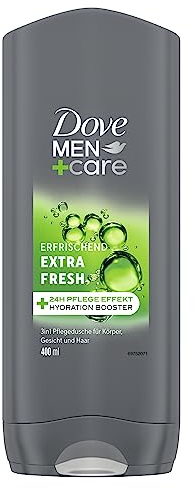 Dove Men+Care 3-in-1 Duschgel Extra Fresh Duschbad für Körper, Gesicht und Haar mit 24 Stunden Pflege Effekt 400 ml 6 Stück
