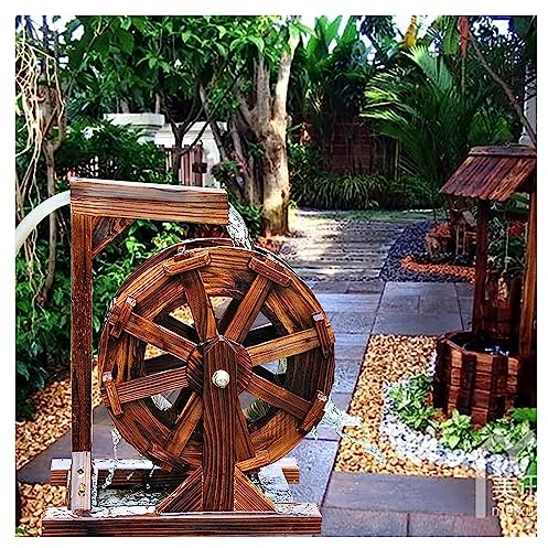 Holz-Wasserrad-Brunnen, Wasserfall-Rad, Gartendekoration, Wasserlandschaft, Garten, Terrasse, Teich, Wasserpumpe, Holz-Design-Brunnen, Freistehender Brunnen For Den Außenbereich, Balkon, Garten, Garte