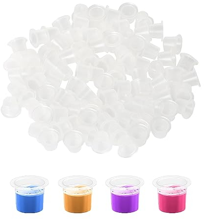 100pcs Tattoo Ink Caps Cups,Pigment Ink Caps,Tattoo Ink Pots,Disposable Ink Cups Tattoo Pigment Caps Holder Container,Plastic Ink Containers for Ink Pigment Cups Tattoo Supplies(8mm)