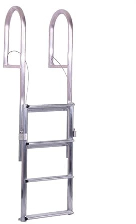 Dockmate Wide 4-Step Dock Lift Ladder | Extra Strong Aluminum, Retractable Design, 750-lb. Capacity