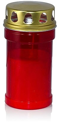 INNA-Glas Grablicht AMONIA mit Deckel, rot-weiß, 14,5 cm, Ø 7 cm, 60h | Trauerlicht