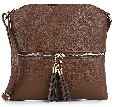 Handbag Express - Anspruchsvolle Umhängetasche aus PU-Leder für Damen - Ihr perfekter Begleiter für kleine Personen, Kaffee