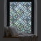 dktie Fensterfolie Blickdicht Sichtschutzfolie Milchglasfolie Dekorfolie Glasmalerei Fensterfolie Kreismuster Statische Aufkleber ohne Klebstoff Wiederverwendbar (Grau Blau, 90X200CM)