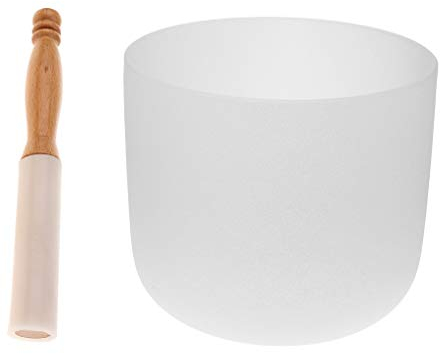 Bol Chantant en Cristal de Quartz F Note de 7 Pouces avec bâton de maillet en Caoutchouc pour Accessoire de méditation