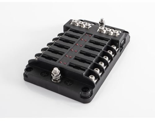 Répartiteur électrique avec porte-fusibles à 12 compartiments - Boîte à fusibles pour voiture, camping-car, bateau, caravane