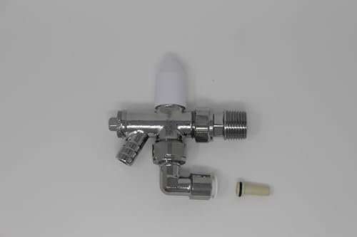 MYSON Matchmate Radiator Valve 10mm Lockshield Angled Chrome Drain-Off Pushfit 90 Degree Elbow