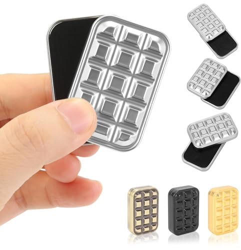 Bufccy Fidget Slider for Adults - Mini Slide Metal Fidget Toys, Anxiety/ADHD/Annoy Relieving EDC Metal Fidget, Stress Reducing Toy Gift for Adults & Teen (Silver Chocolate)
