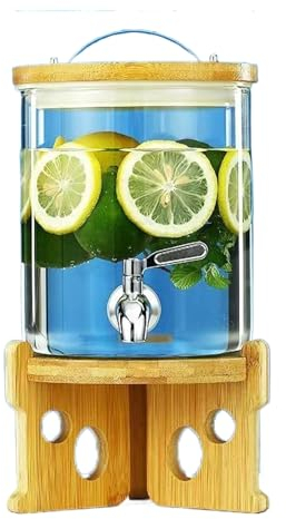 Dispensador De Bebidas De Vidrio,Garrafa Con Grifo,Dispensador De Jugo,Adecuado Para Potable Al Aire Libre, Leche, Fiestas En La Piscina Y Eventos Sociale,Stainless steel faucet,5l