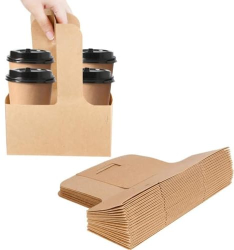 Kaderron Drink Carrier with Handles, Cardboard 2 or 4 Cup Holders, 100 Pack