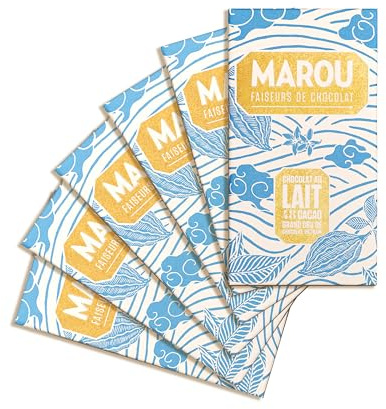MAROU - Tablette Chocolat Lait 48% - 80 g - Sans Lécithine, Sans Arômes Artificiels - Origine Vietnam (Lot de 6)