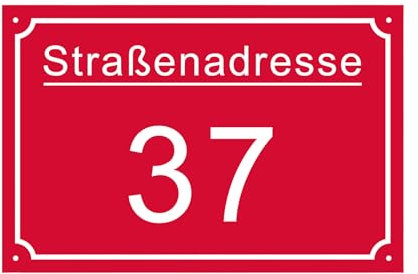 CQSXM Número de Casa Personalizado con Nombre de Calle Placa de Aluminio Número Calle - para Casas, Vallas, Puertas y Buzón (35x25 cm)