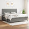 Willood Boxspringbett mit Matratze Dunkelgrau 200x200 cm Stoff Flach mit Nägeln Hohes Kopfteil