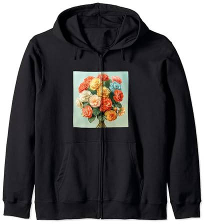 Begonia Bouquet Floreale Colori Pastello Grafica Felpa con Cappuccio
