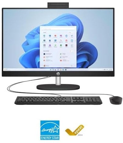 HP All-in-One 27-cr1096t PC: Windows 11 Home | Intel® Core™ Ultra 7 Processor | Intel® Iris® Xᶱ Graphics | 16 GB RAM | 512 GB SSD | 27 diagonal FHD Touch Display | Jet Black
