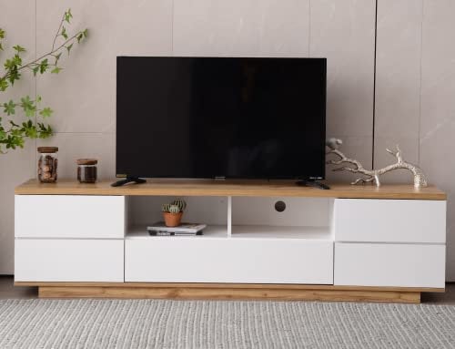 Mueble de TV moderno en color blanco con grano de madera