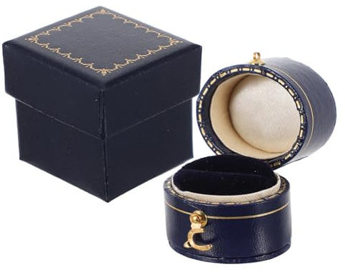 LIFKOME 1pc Box Vintage Jewelry Box Jewelry Holder Portable Case Ring Boxes for Mini Stand Portable Organizer Bulk Items for Leather Paper Blue