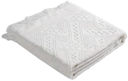 Ieron Boho Picknickdecke – 90 x 180 cm, leichte Outdoordecke, Wasserabweisende und waschbare Matte für Park, Strand, Garten und Camping – Weißer Bohemian-Stil, Einzelnutzung