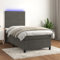 Willood Boxspringbett mit Matratze & LED Dunkelgrau 90x200 cm Samt Horizontale Streifen