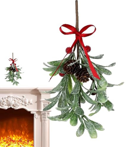 Muérdago de Navidad para puerta, decoración de muérdago artificial de 10.63 pulgadas para puerta | Adornos de muérdago de imitación para Año Nuevo, árbol de Navidad, decoración del hogar