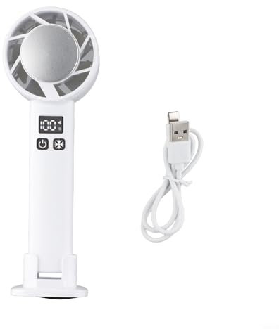 FUBESK Mini ventilador USB turbo con soporte para teléfono móvil, perfecto para viajes y necesidades de maquillaje (blanco)
