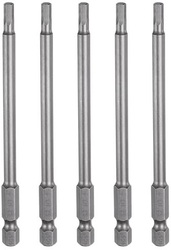 sourcing map 5pcs H3.5 Testa Esagonale Punta Trapano Chiave 3.5mm Metrica Punta Piatta 1/4 Hex Shank 100mm (4) Lungo Magnetico Esagonale Cacciavite Socket Industriale Cacciavite Potenza Bit