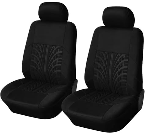 Auto Sitzbezüge, für Ford Fiesta 2003-2008 2 Sitzbezug Auto Vordersitze,Schonbezug Autositz, Atmungsaktiv Verschleißfest Bequem,A Black