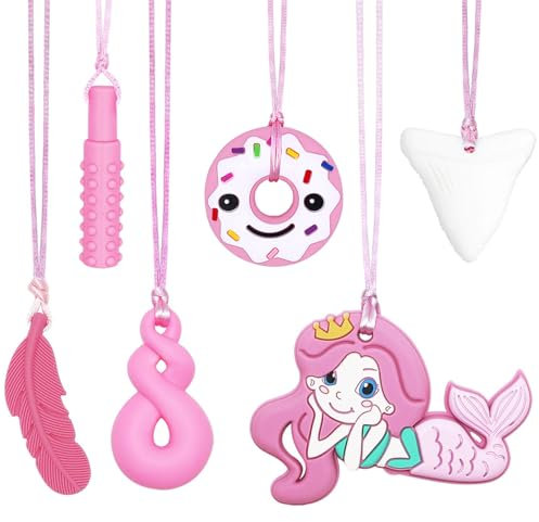 CLDY 6 Stück Sensory Chew Necklace, Kaukette für Kinder, beißkette, Beißspielzeug, kauspielzeug, BPA-frei, Autismus-Spielzeug für Jungen und Mädchen, perfekt für Kinder mit ADHS ab 3 Monaten