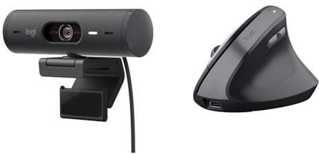 Logitech Brio 500 Full-HD-Webcam & Trust Yuno Wiederaufladbare Vertikale Maus, Kabellose