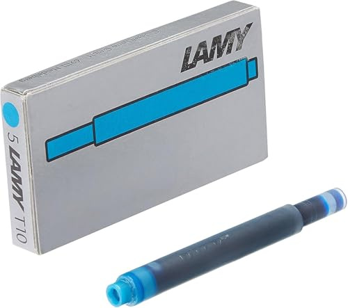 1x Caja de 5 Cartuchos Azul Turquesa modelo T10 con 5 Recambios compatible con Lamy recargas de Tinta para pluma Estilográfica 7038turquesa