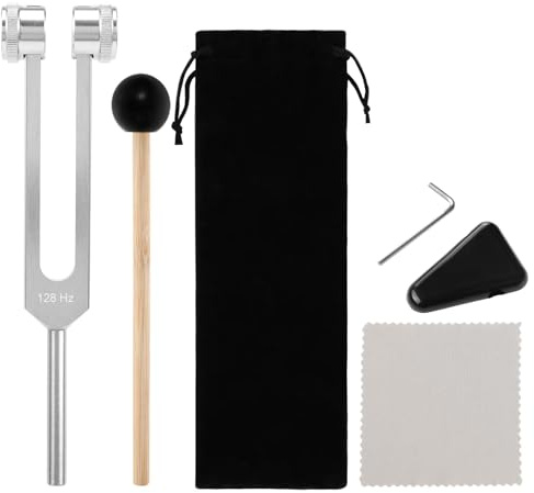 Henxing Stimmgabel 128 HZ, Medizinische Stimmgabel Neurologie mit Samtbeutel Reinigungstuch, Tuning Fork Medical für Klangtherapie Heilung, DNA Reparatur Heilung