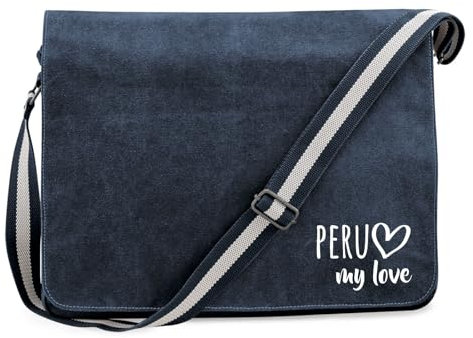 Huuraa Laptoptasche Peru my love Geschenk 14 Liter Vintage Navy Canvas Peru Präsent