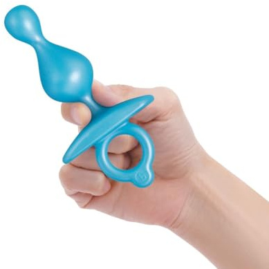 b-Vibe Pop Beaded Silicone Plug – Curved Anal Beads, Finger Loop, Flexible Shaft, Waterproof, Beginner-Friendly Pleasure Plug