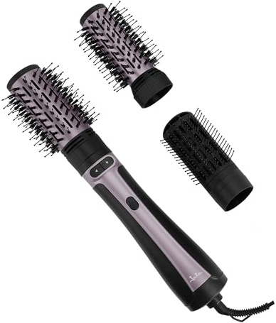 JATA JBSC2255 Drehbare Haartrocknerbürste, 1200 W, mit 3 Aufsätzen, Glättbürste und Rundbürsten, 40 mm und 49 mm, drehbar mit doppelter Richtung, 2 Temperaturen + Kaltluft, schnell trocknend