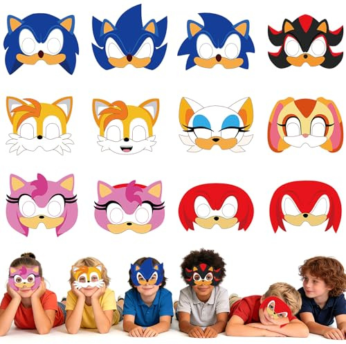 yumcute 12 Pack Kids Party Masks Role Play Costume Masks with Elastic Bands for Birthday, Halloween, Carnival & Dress Up Parties Boys Girls Party Supplies Assorted Designs