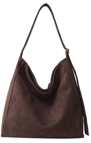 KVeaulse Handtasche Damen Groß, Shopper Tasche Damen aus Kunstwildleder, Elegante Umhängetasche Damen für Freizeit, Arbeit und Reisen (Kaffeebraun)