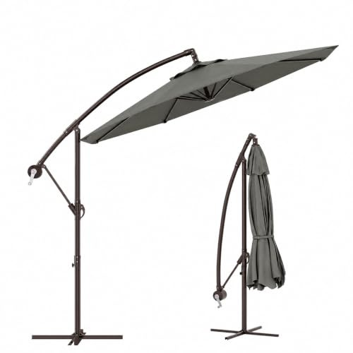 GarveeLife Sonnenschirm Ø300cm Ampelschirm 360° drehbar Gartenschirm mit Kurbel UV-Schutz UPF 50+ Wasserabweisender Gartenschirm mit Schutzhülle und Ständer für Terrasse Balkon