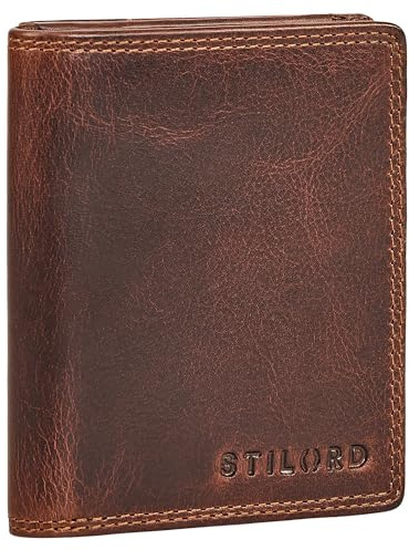STILORD Knox Ledergeldbörse Männer Echtleder - Große Wiener Kombibörse Münzgeldbörse Brieftasche Herren Groß im Hochformat Geldbeutel mit vielen Kartenfächern RFID Schutz Farbe:Kara - Cognac