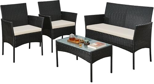 rattanstar Rattan Garden Furniture Sets, Garden Table and Chairs Set 4
