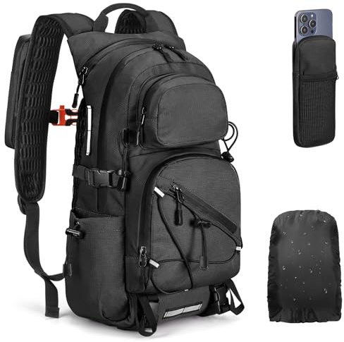 Wiserset Wanderrucksack Herren Damen 25L Leicht Wasserdichter Rucksack | Handytasche, Regenhülle, Reflexstreifen, Gepolsterte Rückplatte und Schultergurte, für Radfahren und Camping