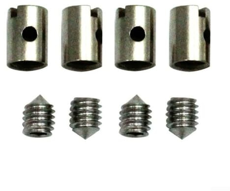 Lot de 4 raccords de câble en laiton sans soudure 5 mm pour moto, scooter, quad, voiture, camion, bateau, connexion d'accélérateur, lot de 4 avec vis, finition argentée