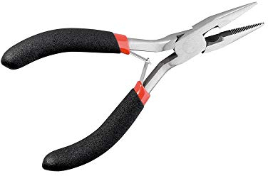 Fixpoint 77098 Pinza a Punta Piatta Semicircolare di con Ganasce Corrugate, 125 mm Lunghezza