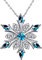 Elensan Damen 925 Sterling Silber Blau Kristalle Schneeflocke Anhänger Mode Halskette Schlüsselbein Kette