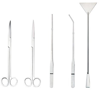 Ueetek - Utensilios para acuarios Aquascaping, kit de 5 en 1, de acero inoxidable, para plantas acuáticas, pinzas, tijeras, espátula