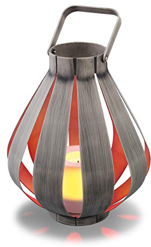 Moderne Batterie Dekoleuchte Svenja - 5 Std. Timerbetrieb oder Dauerlicht - Kunststoffkerze mit Flackerlicht - (D x H): 21 x 27 cm - Stimmungslampe Laterne Dekolampe Innennleuchte - esotec 202015
