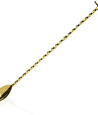 Lumian Luxury Bar Tools L0009 Muddler Bar Spoon professionnel, acier inoxydable, plaqué or, 28 cm