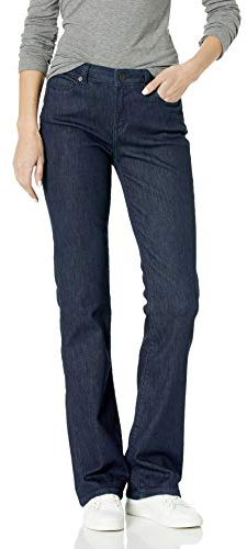 Amazon Essentials Women's Mid-Rise Stretchy Slim Bootcut Jeans - Discontinued Colours, Rinsed, 18 Long