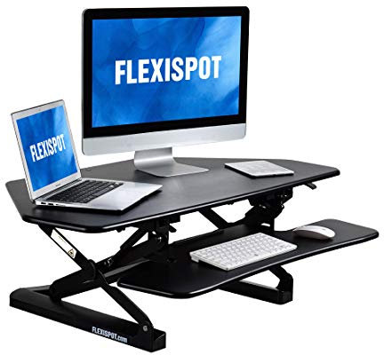 Standing Desk - 41 Workstation Cubicles Corner Desk Riser Computer Riser Fit Dual Monitor with Removable Keyboard Tray (M4B-Corner-Black)…